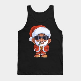 Black Santa Claus Gangster Christmas Tank Top